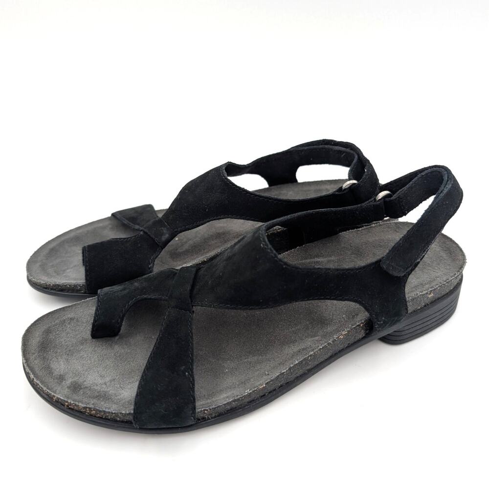 Munro Meghan Asymmetric Slingback Sandal Women's Black Leather Size US7.5N EU38